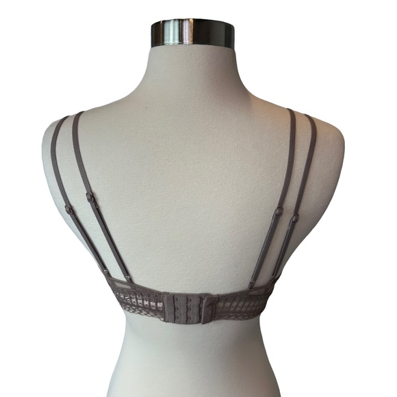 Victorias Secret Bra Women Bralette Lace Mesh Adjustable Straps Gray Extra Small - Picture 4 of 12